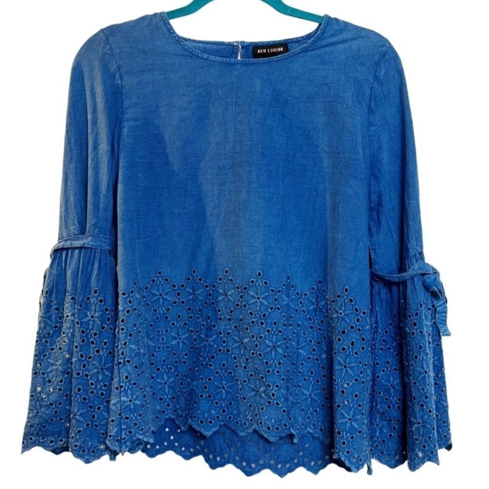 Blue Eyelet Top by